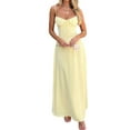 thumbnail image 2 of Boho Flowy Slit Lace Up Dresses for Women Going Out A Line Casual Sundress Yellow S, 2 of 6