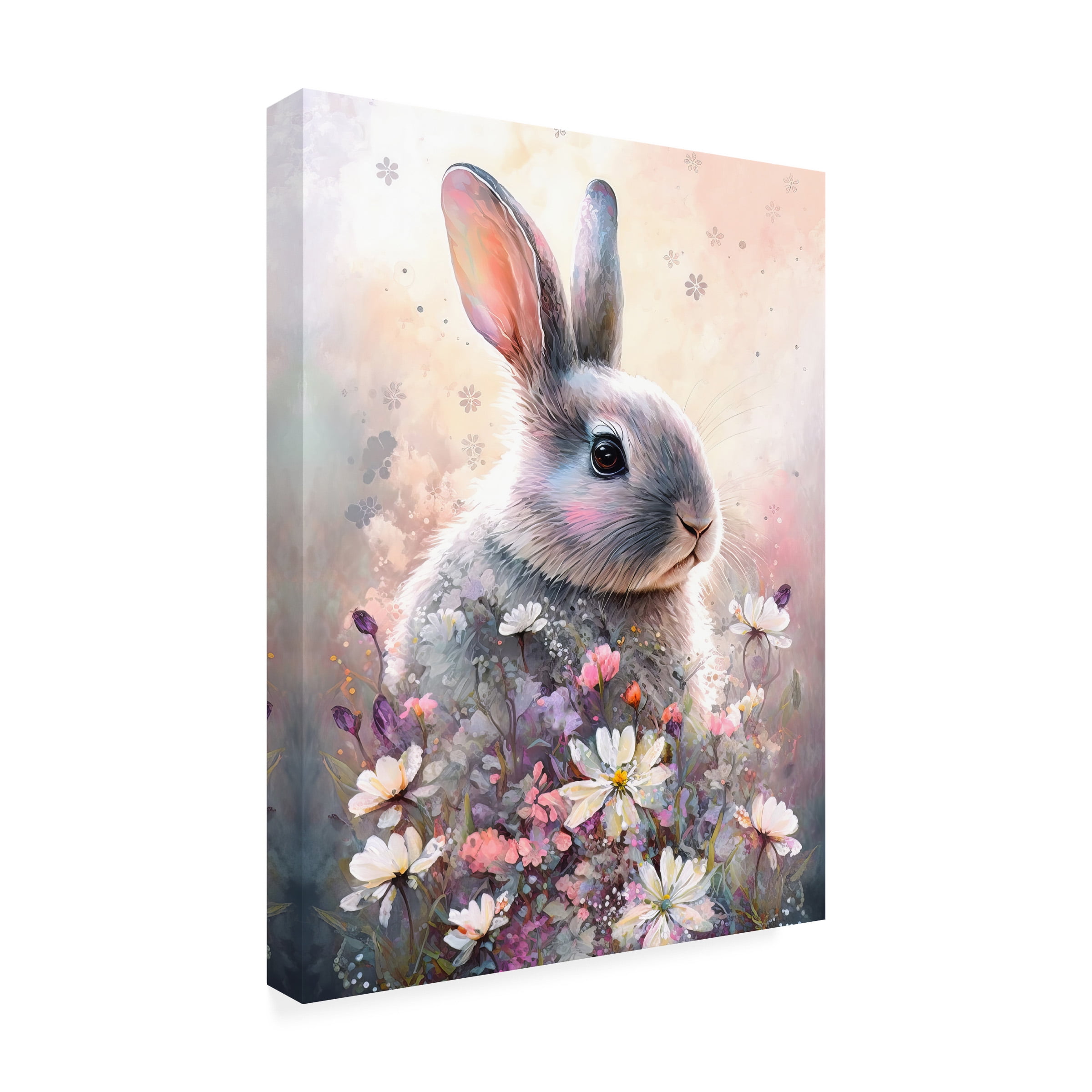 Bilge Paksoylu 'Rabbit And Flowers 2' Canvas Art