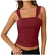 thumbnail image 4 of Blusa de poliéster para mujer, sin mangas, con cuello cuadrado y tirantes finos, de color liso, 4 of 9