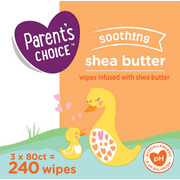 Parent's Choice Soothing Shea, Cucumber & Aloe Baby Wipes, 3 Flip-Top Packs (240 Total Wipes)