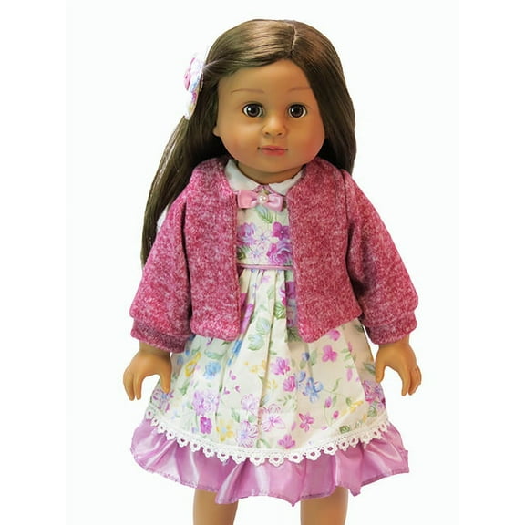 Purple Floral Dress 3pc Set Made to fit an 18in Doll