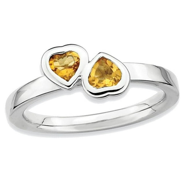 2/5 Carat (ctw) Citrine Twin Heart Ring in Sterling Silver