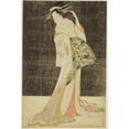 thumbnail image 2 of Chōbunsai Eishi 13x18 Black Ornate Wood Framed Double Matted Museum Art Print Titled - A Selection of Beauty from the Pleasure Quarters (Seiro Bijin Awase); Courtesans Hired for the New, 2 of 5