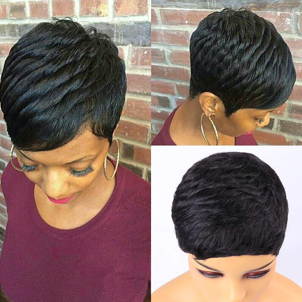 Human hair pixie wigs for african american 2025