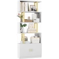 thumbnail image 1 of Bookshelf  Geometric Bookcase S Shaped Book Shelves Unit for Living Room  Tier Tall Decorative Display Shelf for Bedroom  Study Room  Rustic, 1 of 6