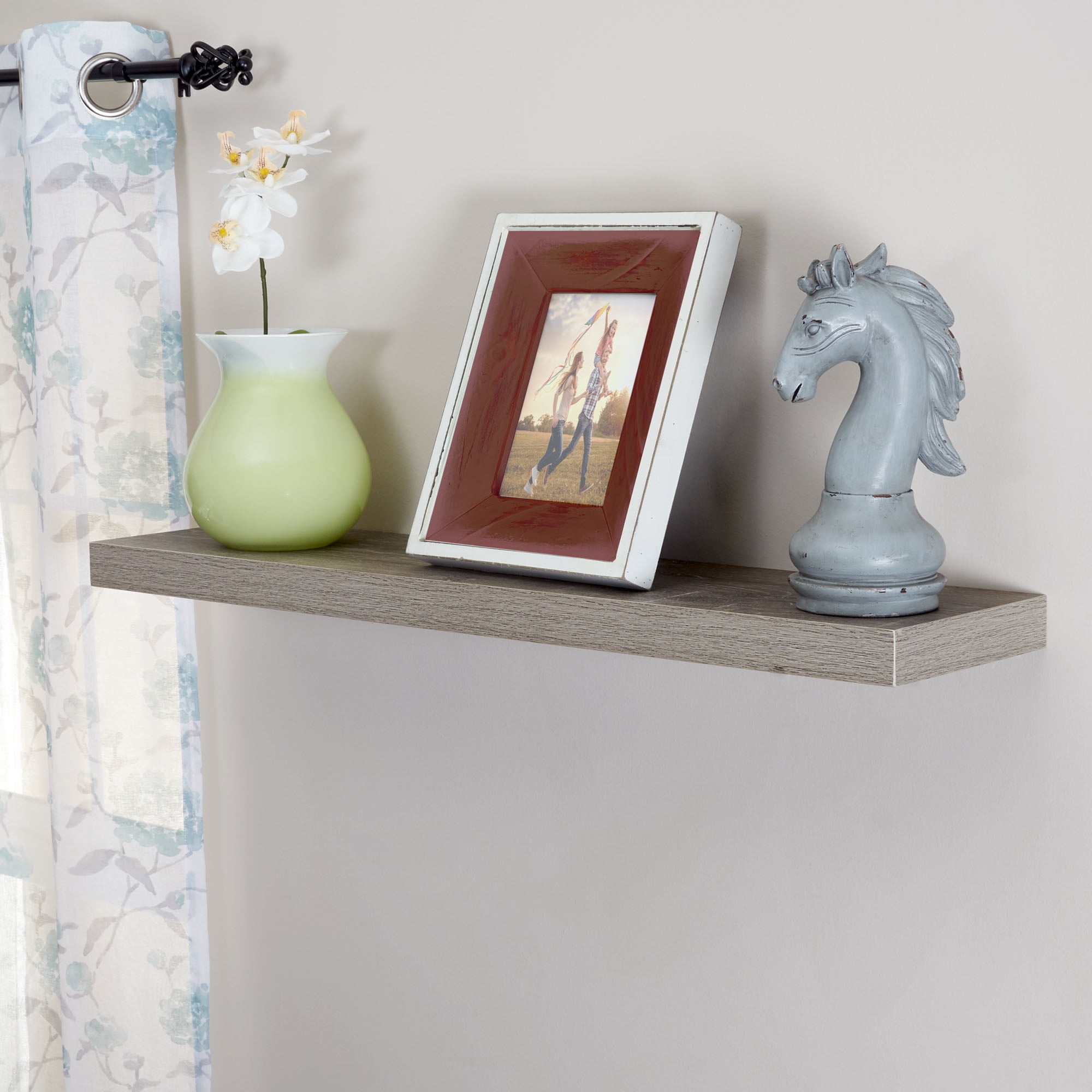 Household Essentials Wall Mounted Floating Shelf, Ashwood Woodgrain Finish