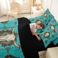 thumbnail image 5 of jejeloiu Teal Bull Skull Pattern 7-Piece Bedding Comforter Set Kids,Tribal Boho Print King Bedding SetsFor Men,Reversible, 5 of 7