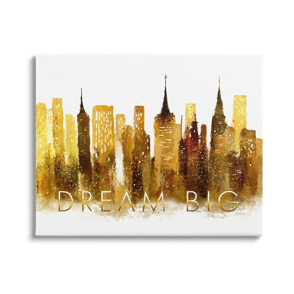 Stupell Industries Dream Big Glam City Skyline Graphic Art Gallery Wrapped Canvas Print Wall Art, Design by Ziwei Li