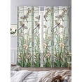 thumbnail image 3 of Dark Green Grass Semi Sheer Window Curtains 96 Inches Long, Flower Dragonfly Retro Pastoral Rustic Rod Pocket Voile Silky Chiffon Curtain Light Filtering Drapes for Living Room, 52"x96", 2 Panels, 3 of 9