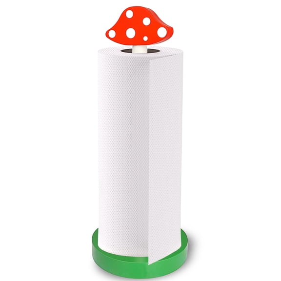 Wooden Paper Towel Holder Stand, Cute Design Kitchen Paper Hanger Rack Bathroom Towel Roll Stand Organizer Simply Standing Countertop Paper Roll Holder,Home Decor(Mushroom 5.9inch x 15.1inch)