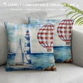 thumbnail image 3 of Creowell Lighthouse Sailboats Ship Pillow Covers for Couch Sofa Indoor Outdoor Throw Pillow Cover Summer Printed on Both Sides 1PC 24x24in, 3 of 5