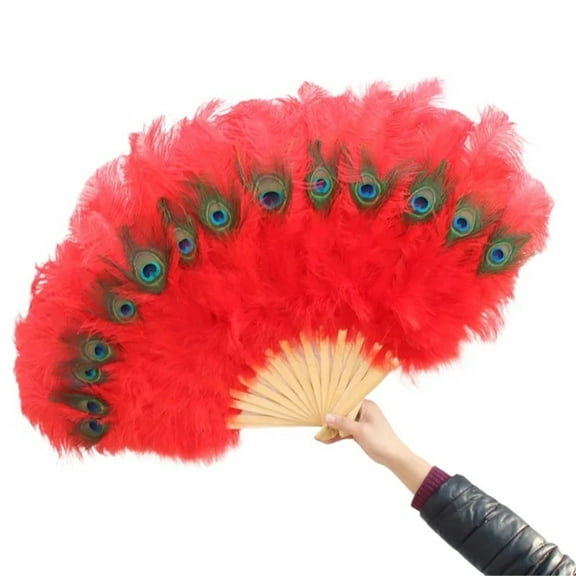15 Bones/1pcs Peacock Ostrich Feather Fan Craft Celebration Party Wedding Dance Performance Props