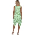 thumbnail image 4 of HELLHERO Leaf Floral Print Ladies Irregular Hem Casual Dress, Side Pockets Sleeveless Sundress with Round Neck Pleated for Holiday, 4 of 8
