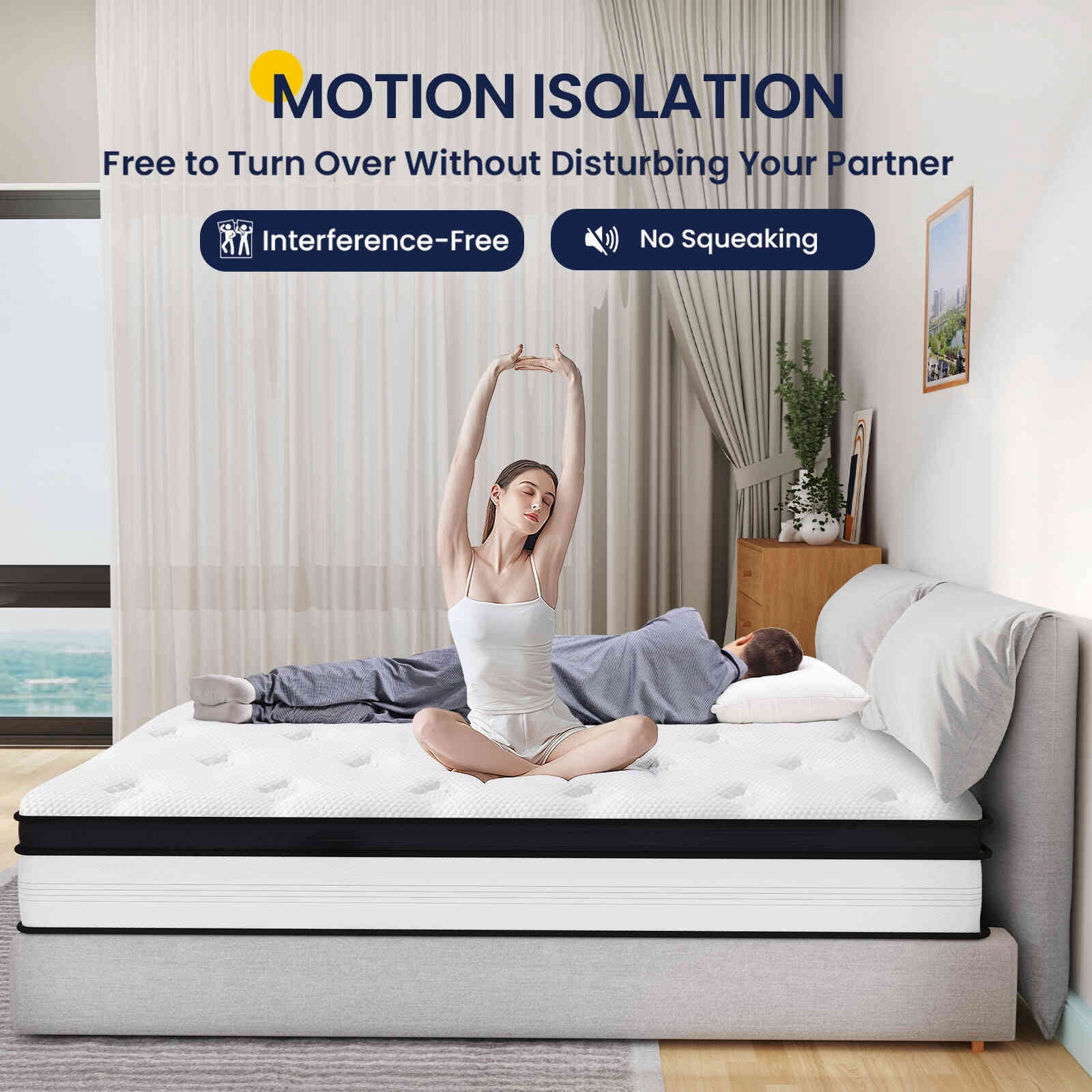 Full Mattress, 10 Inch Hybrid Mattress in a Box, Memory Foam Pocket Springs Mattress with Motion Isolation and Pressure Relieving, Edge Support, CertiPUR-US