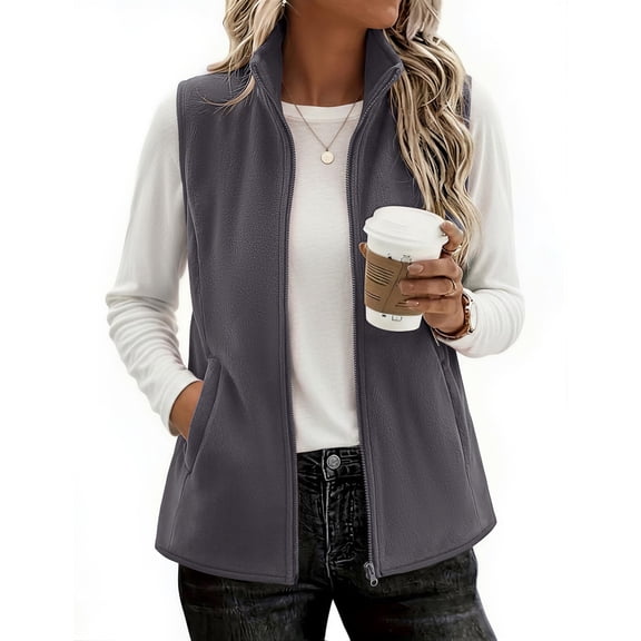 Zeagoo Womens Outerwear Vests With Pockets Zipper Sleeveless Fleece Jackets Casual Fall Trendy