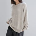 thumbnail image 5 of Olyvenn Oversized Sweater for Women Fall Winter Casual Slouchy Crewneck Long Sleeve Drop Shoulder Soft Knitted Pullover Tops Beige Free Size, 5 of 9