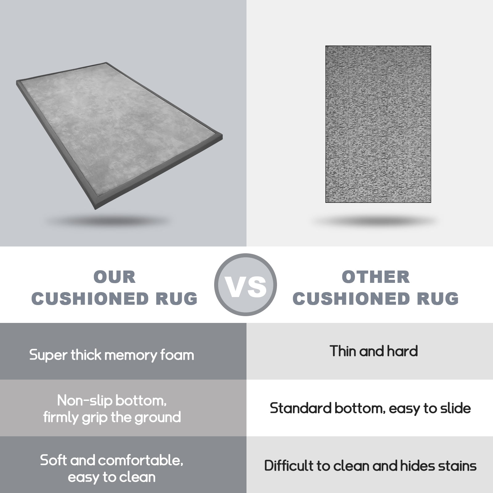 Teler Baby Play Mat, 59"x79" Memory Foam Area Rug – 1.2" Thick Playpen Mat for Toddlers and Children, Yoga Mat, Exercise Pad Mat, Carpet (Grey)