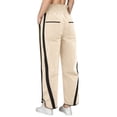 thumbnail image 6 of Textilo Womens Wide Leg Pants 2026 Lightweight Drawstring Contrast Color Trendy Pants Elastic Waisted Trendy Track Pants Stripe Y2k with Pockets Khaki S, 6 of 7