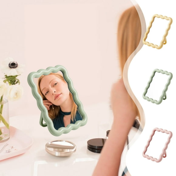 Fiudx Espejo de Maquillaje Plegable y Portátil con Diseño de Caramelo, con Reflejo Hd Nítido, Ideal para Escritorio o Pared, Ideal para Dormitorio o Habitación, Elegantes Opciones de Color, Tamaño Co