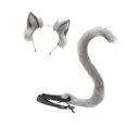 thumbnail image 1 of Conjunto de disfraz con pinza para el pelo y cola de orejas de gato, regalos y accesorios de animales para disfraces y cosplay. Gris, 1 of 9