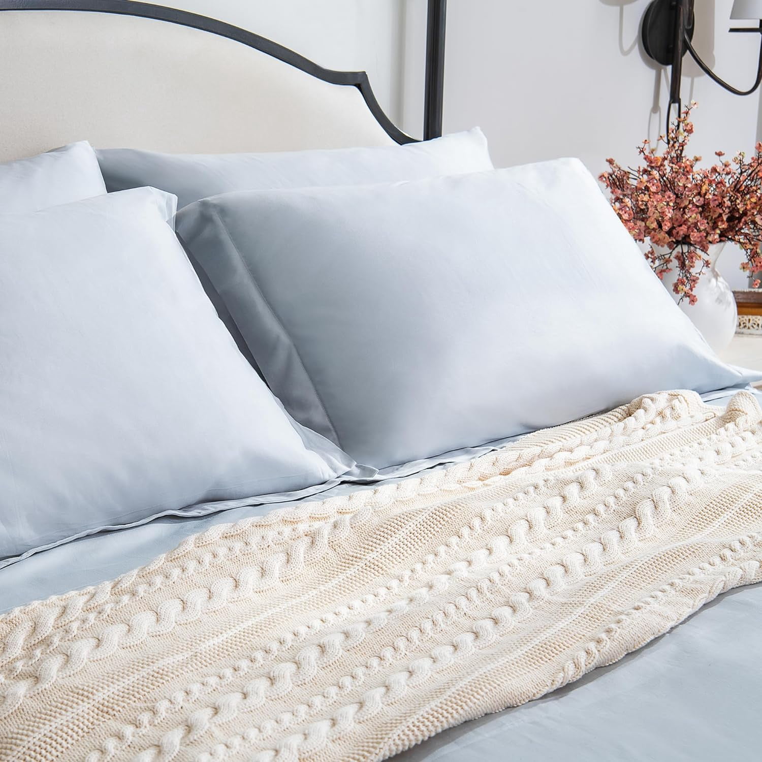 Delara Organic Cotton Throw Blanket 50x70 inches, GOTS Certified Cable Knitted Throws Blanket for Sofa Couch Bed, Baby Nursery, Lightweight Cozy Warm Decorative Blanket All Season Use