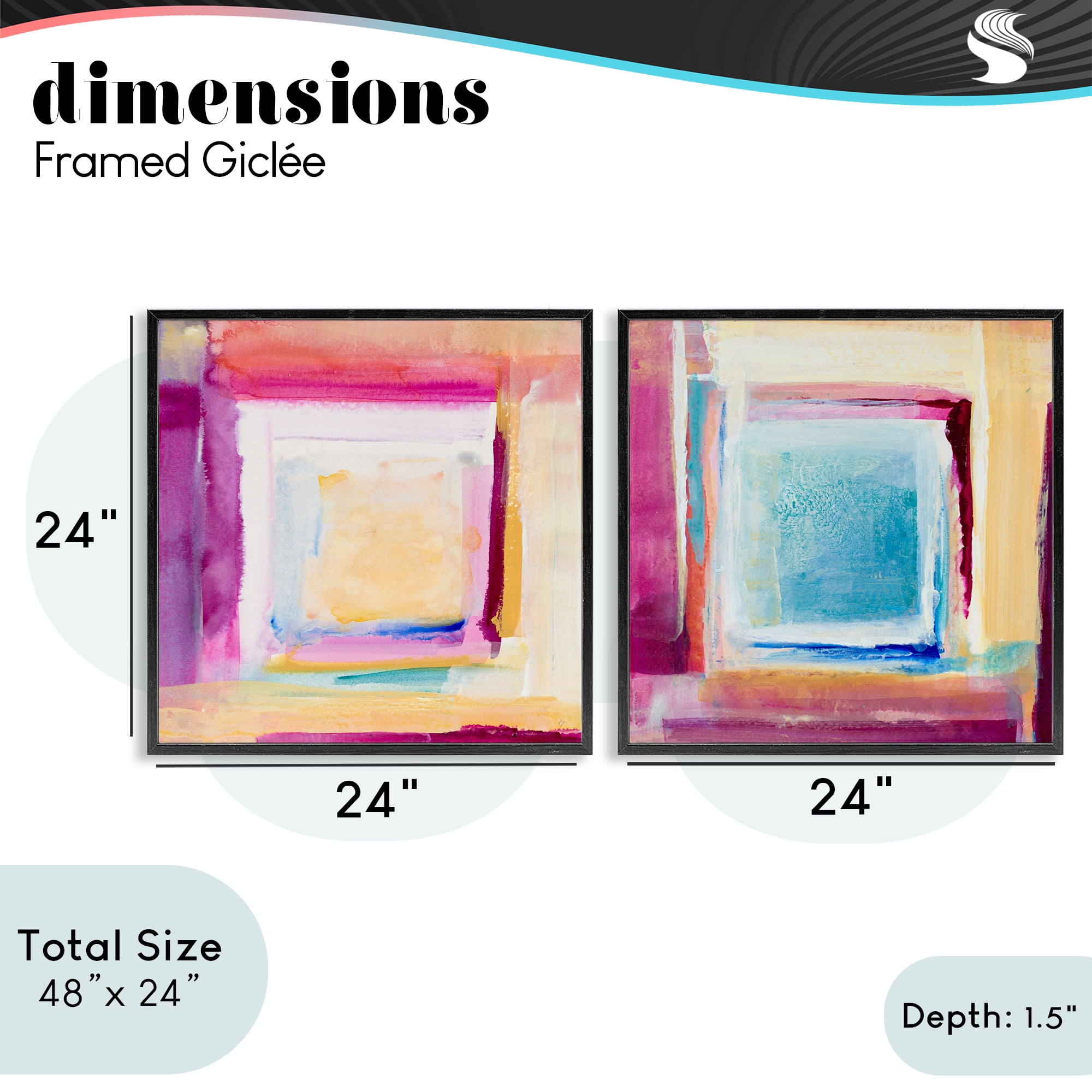 Stupell Industries Pink & Yellow New Day 2 Piece Black Framed Giclee Art Set, design by Lanie Loreth
