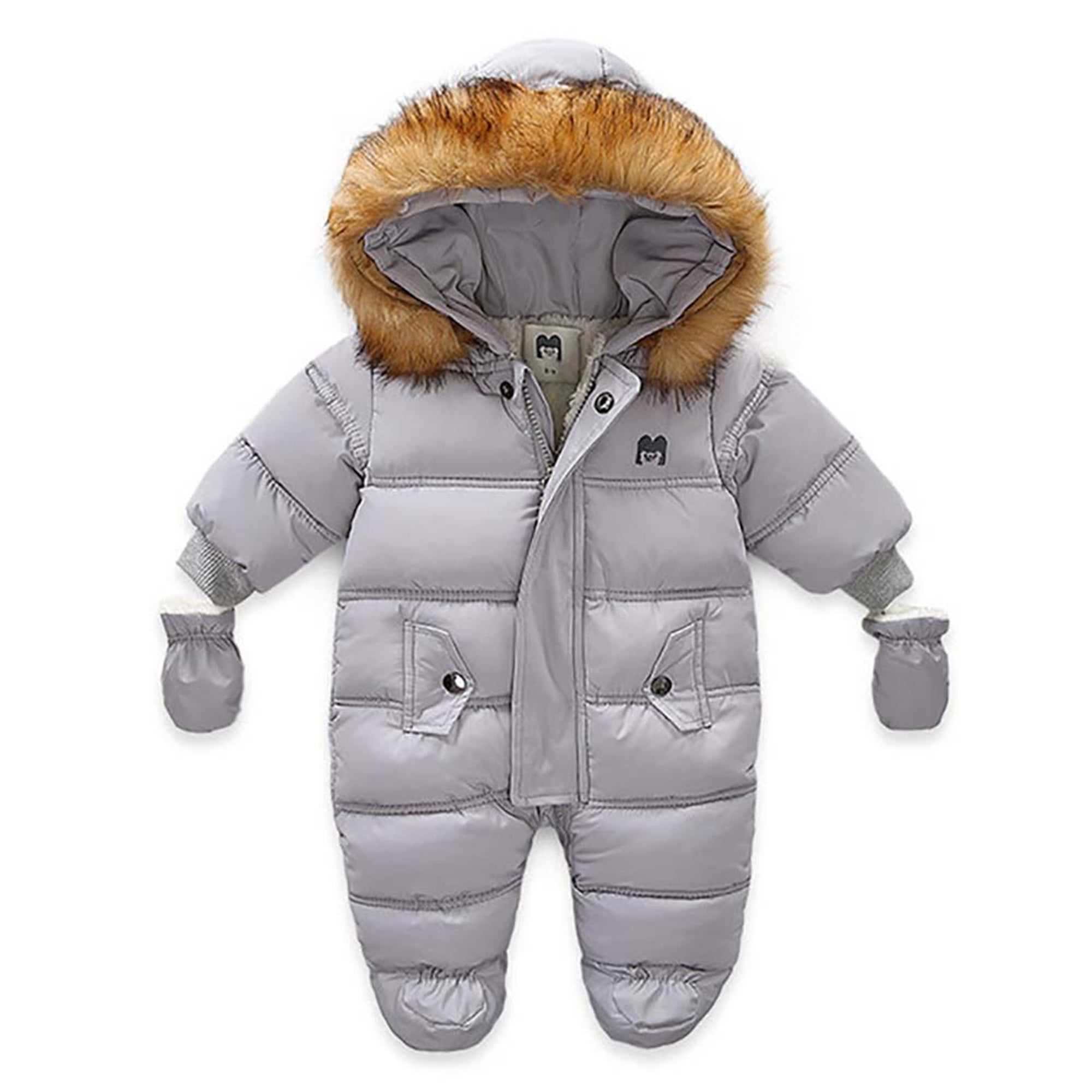 Color : Beige, Size : 6-9 Months Sylt 1927 Newborn Snowsuits Rompers Winter Jacket Winter Zipper Down Jumpsuits for Baby Boys Girls with Gloves-Casual Hoodied Footie Snowsuit Unisex Warm 