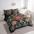 thumbnail image 3 of Erosebridal Vintage Blossoms Bedding Comforter Set for Girls, Paisley Mandala Queen Bedding Sets, Black Reversible, 7pcs, 3 of 5
