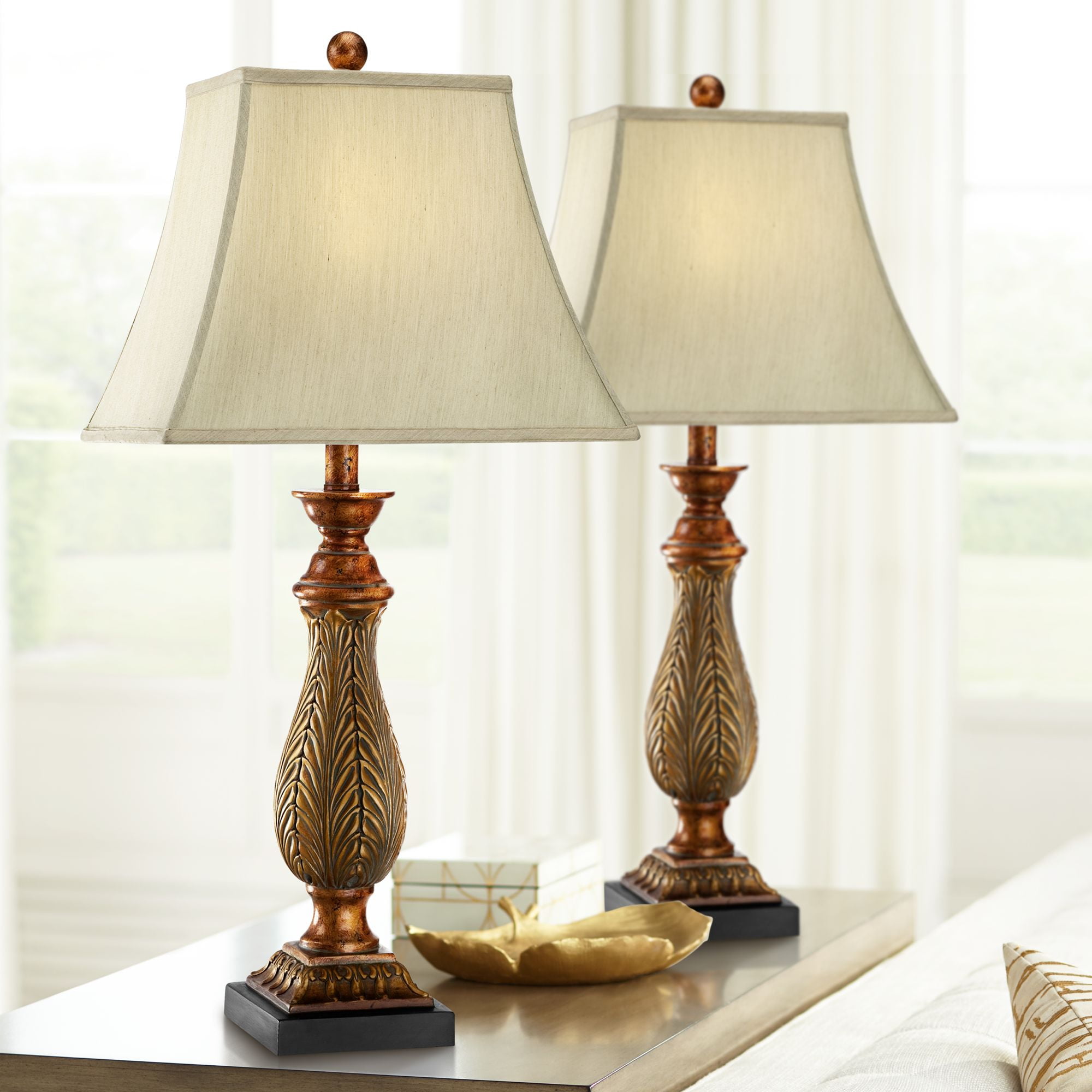 Regency Hill Traditional Table Lamps Set Of With Table Top Dimmers