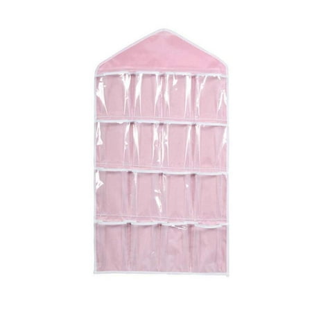 

DALX 16 Pockets Transparent Hanging Storage Bags Socks Bra Underwear Organizer for Home/Travelling