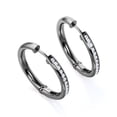 thumbnail image 4 of JeenMata Deslumbrantes Aros de Eternidad de Diamantes de Talla Brillante Redondos de 0,8 Quilates con Canal Pavé en Baño de Oro Negro de 18 K sobre Plata, 4 of 4