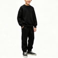 thumbnail image 2 of Lutiedan Boys Fall Winter Tracksuits 2 Piece Set Kids Crewneck Sweatshirts and Jogger Sweatpants with Pockets Size 2-10,Black, 2 of 6