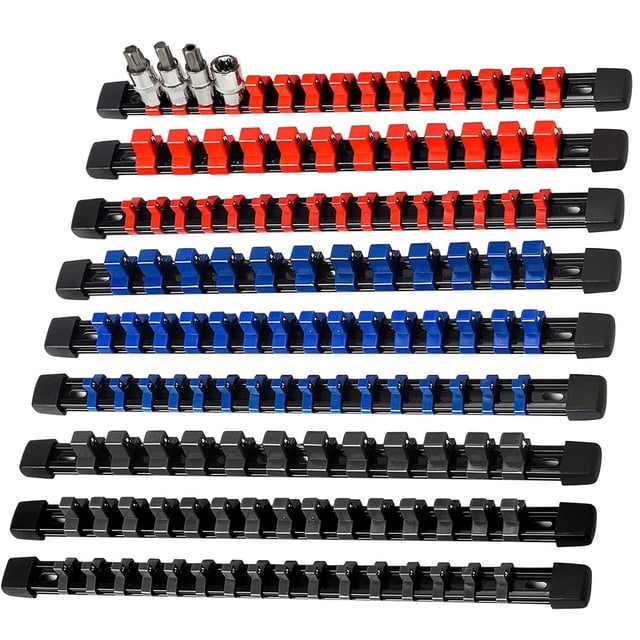 Organizador de enchufes AMM, 9 piezas, disco ABS de 1/2, 3/8 y 1/4 pulgadas