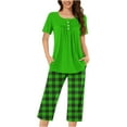 thumbnail image 1 of Rbaofujie Ensembles de Pyjama pour Femmes Blouse à Manches Courtes Col Rond Décontracté Mode Pantalon Ensemble de Pyjama Robes de Nuit et Vêtements de Nuit, 1 of 7