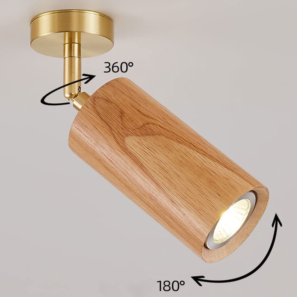 LED Fixed Track Lighting Wood Ceiling Spotlight 360°+180° Adjustable Surface Mount Accent Spot Lamp, Directional Spotlights Ceiling/Wall Lamps for Commercial Household