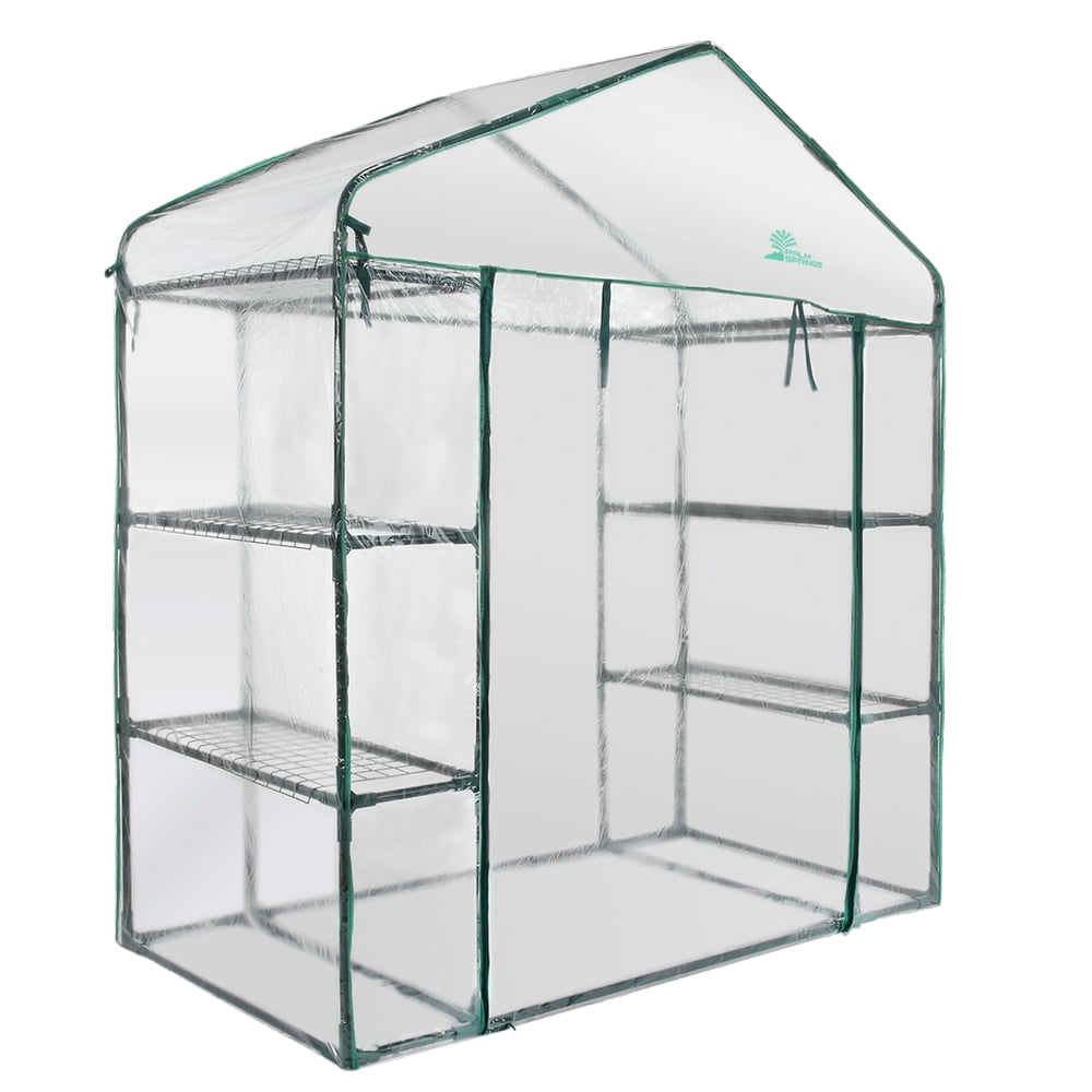 Palm Springs 6-Shelf Walk-In Greenhouse - Cover with Roll Up Zipper ...