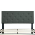 thumbnail image 6 of LEGAHOME Twin Bed Frame, Upholstered Platform Bed with Button Tufted Linen Fabric Headboard, Modern Twin Size Bed, Heavy Duty Single Bed Frame, No Box Spring Needed, Wood Slat Support, Drak Gray, 6 of 9