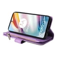 thumbnail image 5 of Multifunctional Case for Motorola Moto G60,Card Slots[RFID Blocking],Durable Flip Folio Kickstand Magnetic Closure Leather Zipper Wallet Wrist Strap Shockproof Case for Motorola Moto G60, Purple, 5 of 12