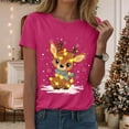 thumbnail image 2 of UngA Christmas Tshirts Shirts for Women Casual Short Sleeve Merry Letter Graphic Blouse Tops Christmas Shirts Women (Hot Pink,M), 2 of 6