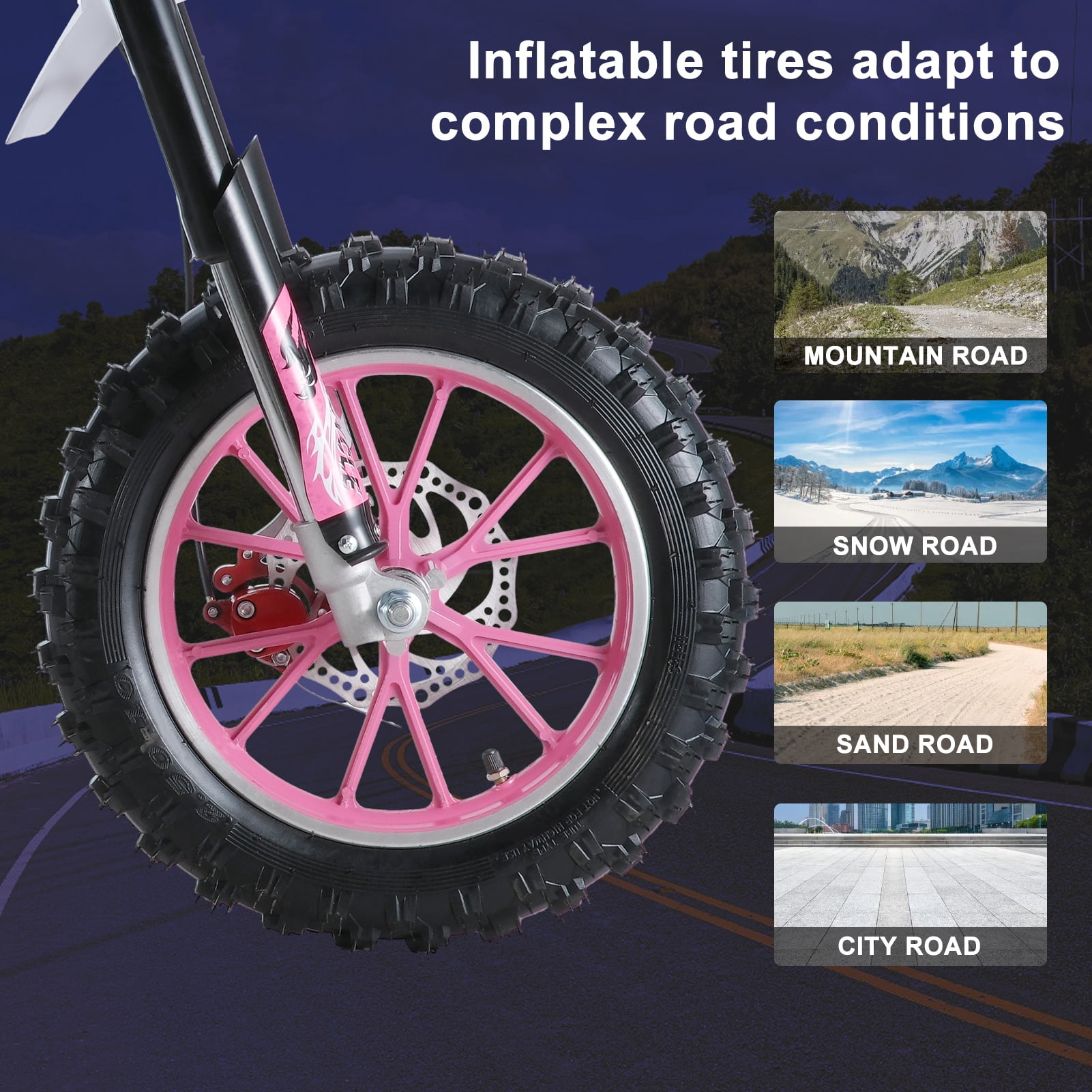 Pink 50cc Dirt Bike for Kids Girls, 2-Stroke Gas Powered Off-Road Motorcycle, Hydraulic Disc Brakes, 10" Tires, 330LBS Load, Youth Motocross Bike