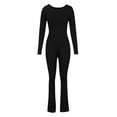 thumbnail image 6 of Womens Sleeveless Flare Jumpsuit Square Neck Bodycon One Piece Leggings Romper Tummy Control Workout Yoga Jumpsuits, 6 of 6