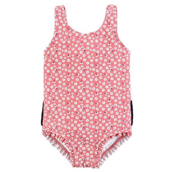 Hudson Baby Girls Toddler Swimsuit, Tiny White Flower, 2T