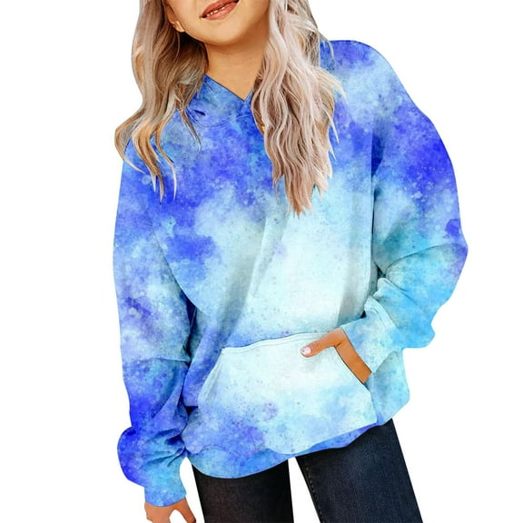 Mercatoo Cute Tie Dye Cotton Hoodies for Teen Girls Fleece Warm Pullover Hoodie Long Sleeve Trendy Gradient Color Sweatshirts