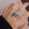 thumbnail image 3 of Anillo de búho azul, creativo, de moda, ajustable, pequeño anillo de animal, joyería, 3 of 6