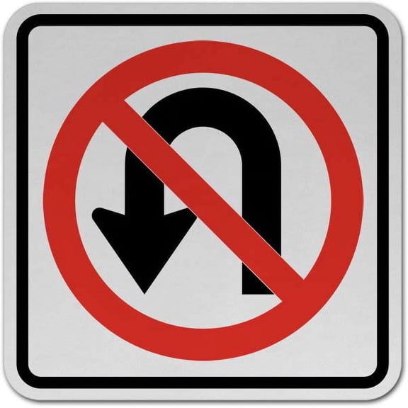 Traffic & Warehouse Signs - No U-Turn Sign - Weather Approved Aluminum Street Sign, 0.04 Thickness - 10" X 7"
