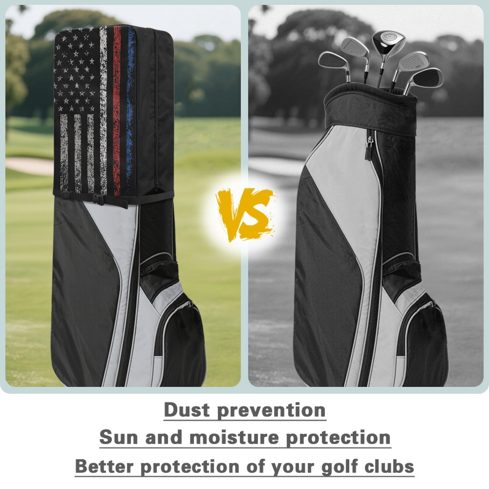 Yuyamidu American Flag Golf Bag Cover 4th of July Golf Bag Dust Cover Hood Waterproof Golf Caddy Bag Cover Decorations Golf Gifts for Men Women