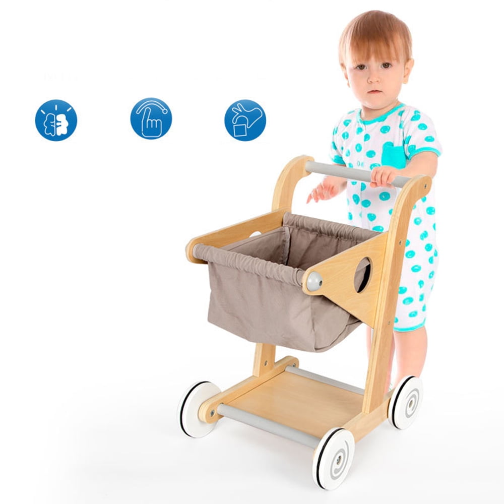 childs wooden shopping trolley