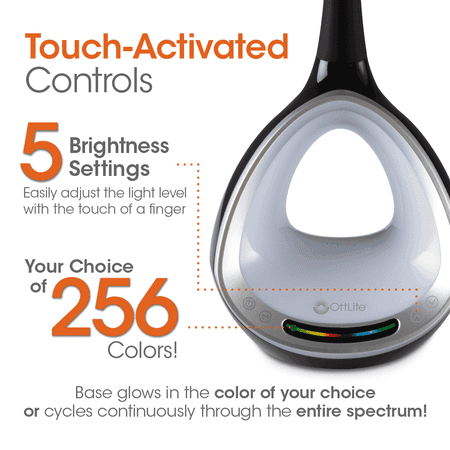 OttLite - LED Desk Lamp with Color Changing Tunnel and USB Port - Black High Gloss