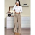thumbnail image 6 of Women Sweatpants Baggy Wide Leg Pants Lounge Comfy Palazzo Joggers with Pockets Khaki M, 6 of 9