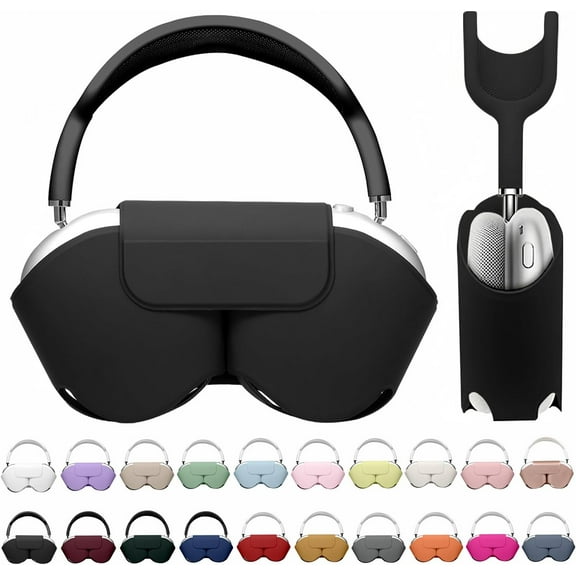 for Apple Airpods Max Smart Case Cover, Soft PU Leather Protective Cover Accessories for Airpod Max with Sleep Mode, Anti-Dust Travel Carrying Case for Airpods Pro Max Headphones, Black